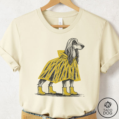 Afghan Hound Poncho T-Shirt Natural Taco-Dog