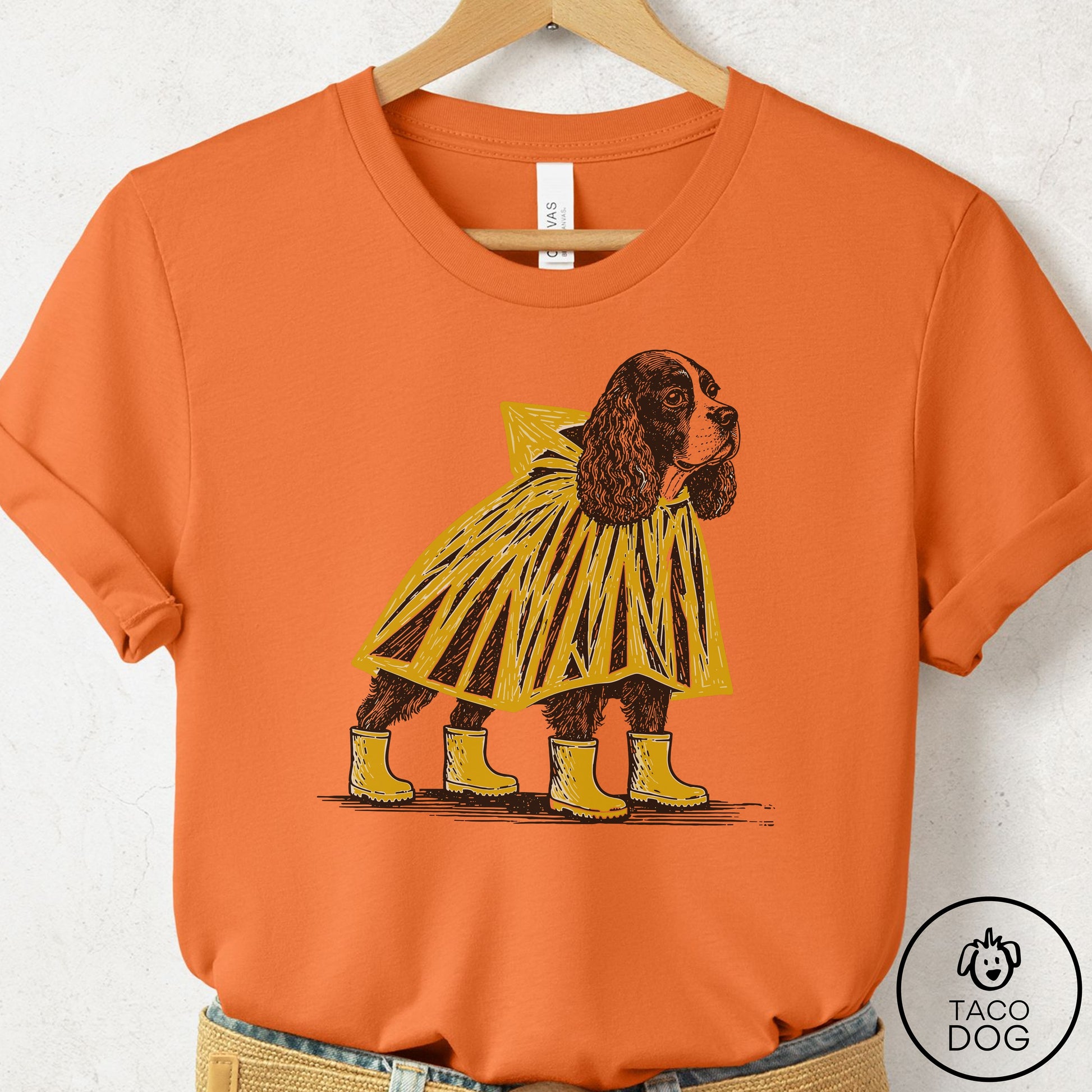 Cocker Spaniel Poncho T-Shirt Burnt Orange Taco-Dog