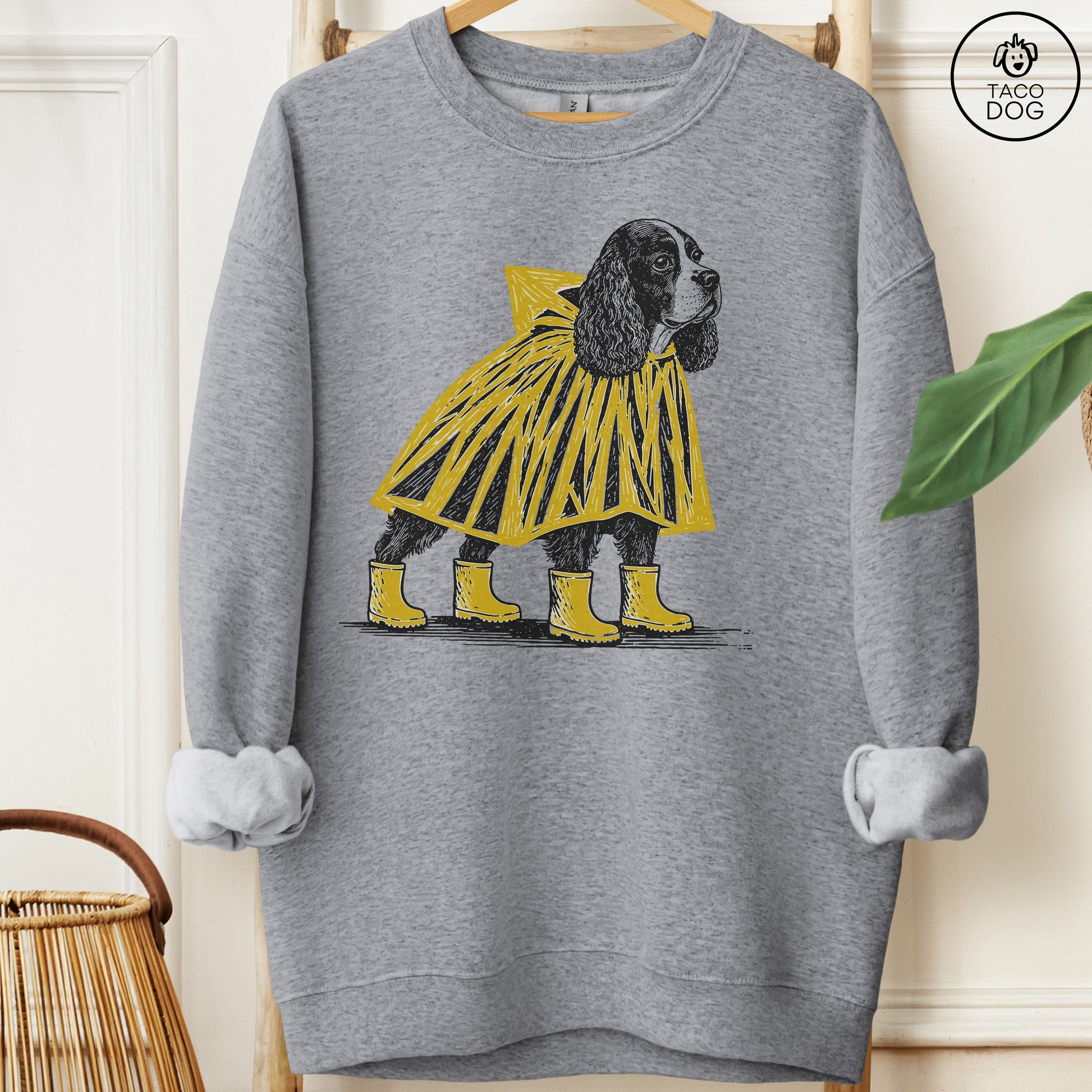 Cocker Spaniel Poncho Sweatshirt Graphite Heather Taco-Dog