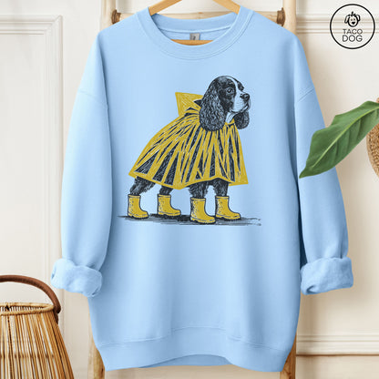 Cocker Spaniel Poncho Sweatshirt Light Blue Taco-Dog