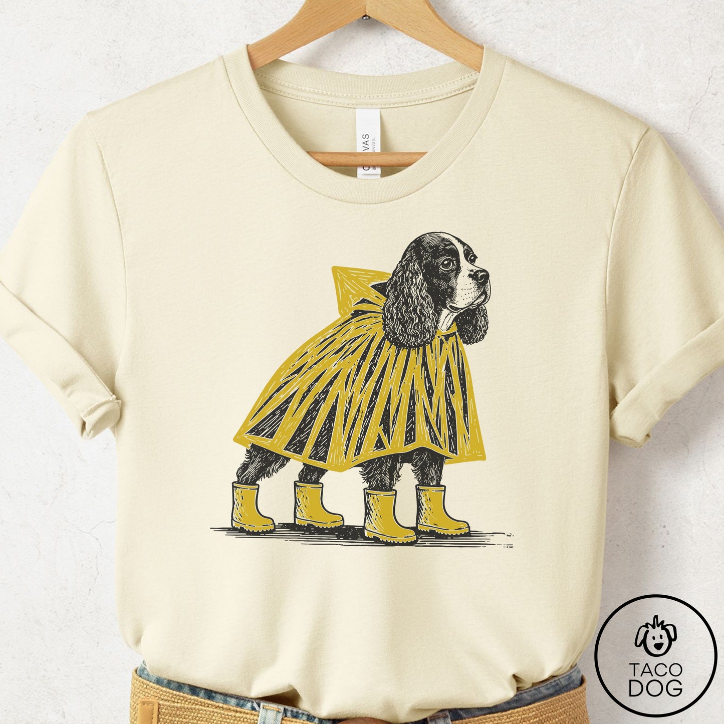 Cocker Spaniel Poncho T-Shirt Natural Taco-Dog