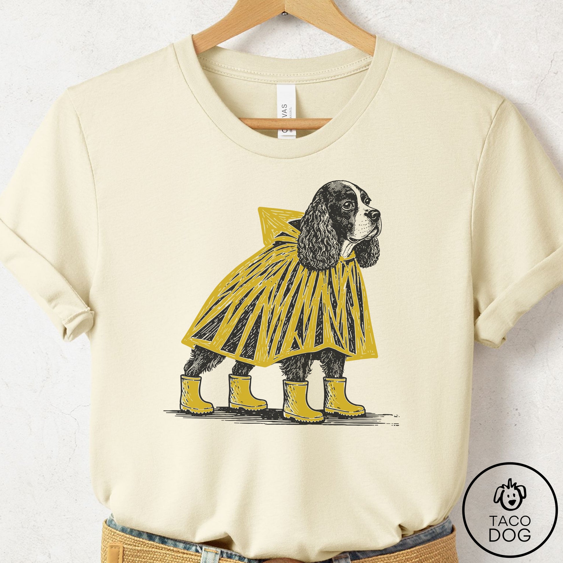 Cocker Spaniel Poncho T-Shirt Natural Taco-Dog