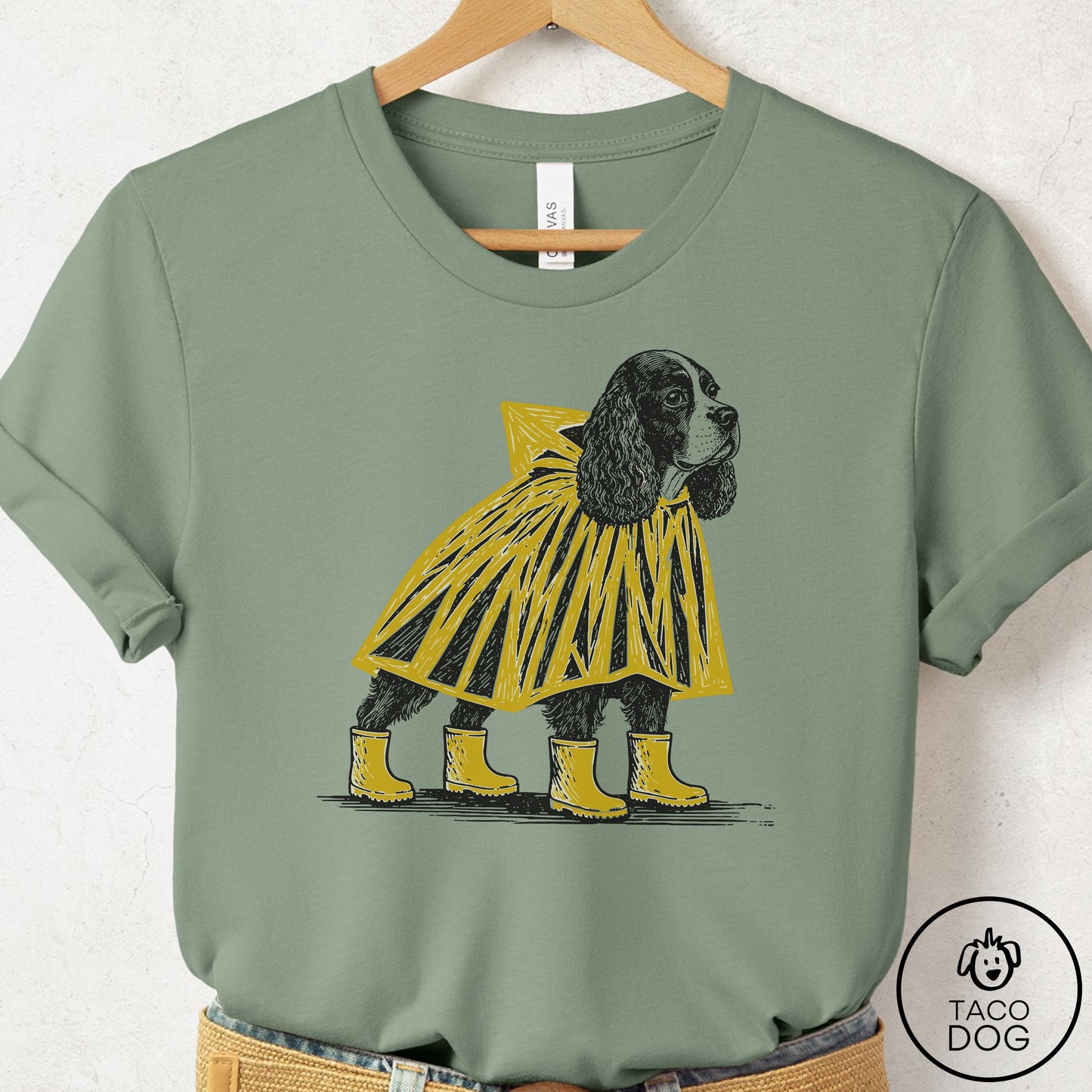 Cocker Spaniel Poncho T-Shirt Sage Taco-Dog