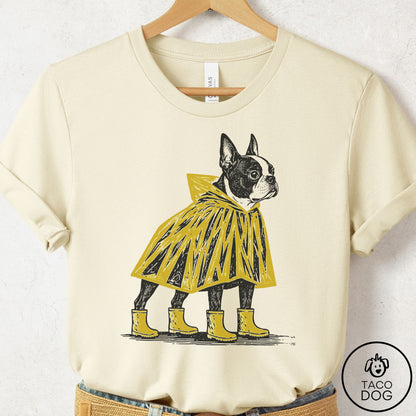 Boston Terrier Poncho T-Shirt Natural Taco-Dog