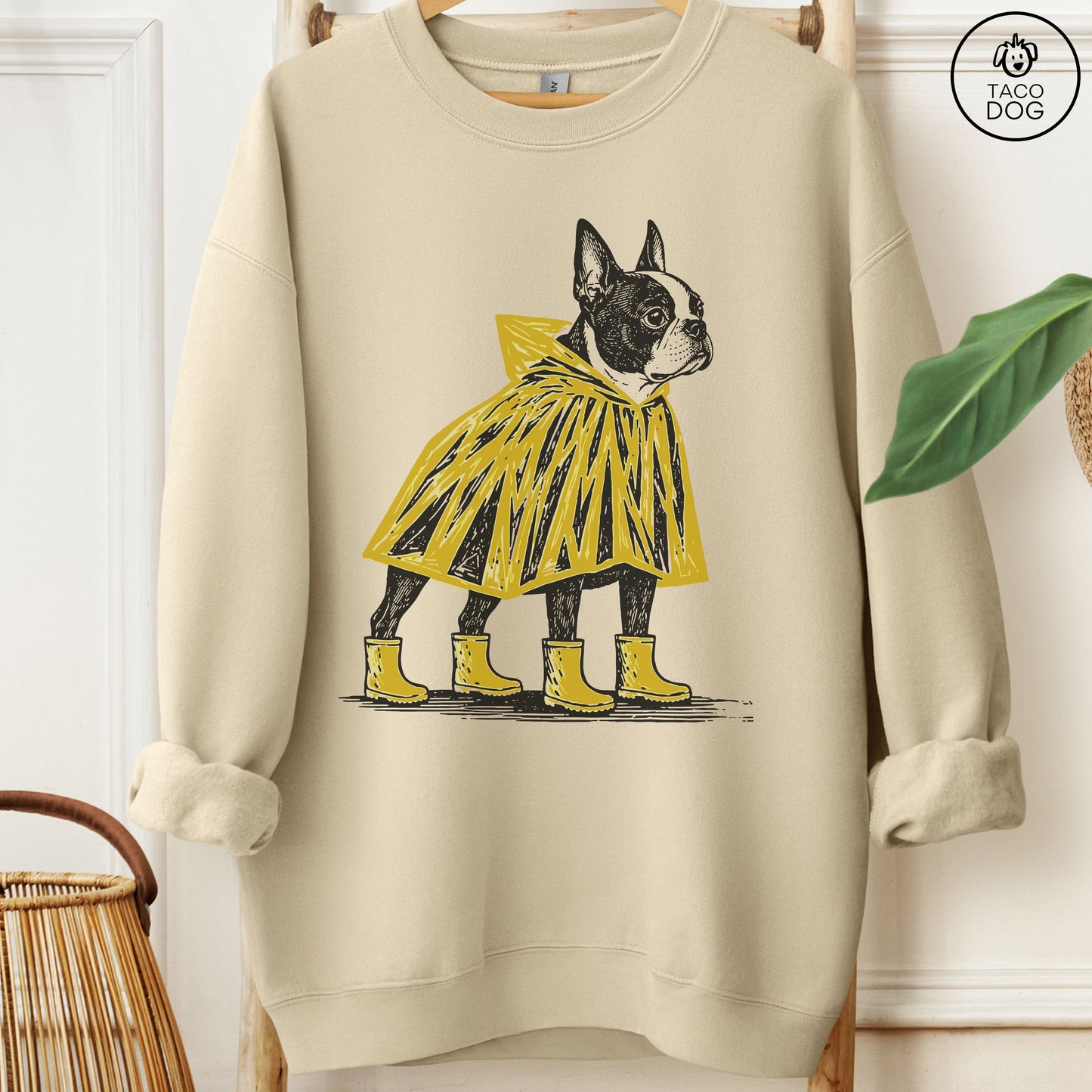 Boston Terrier Poncho Sweatshirt Sand Taco-Dog