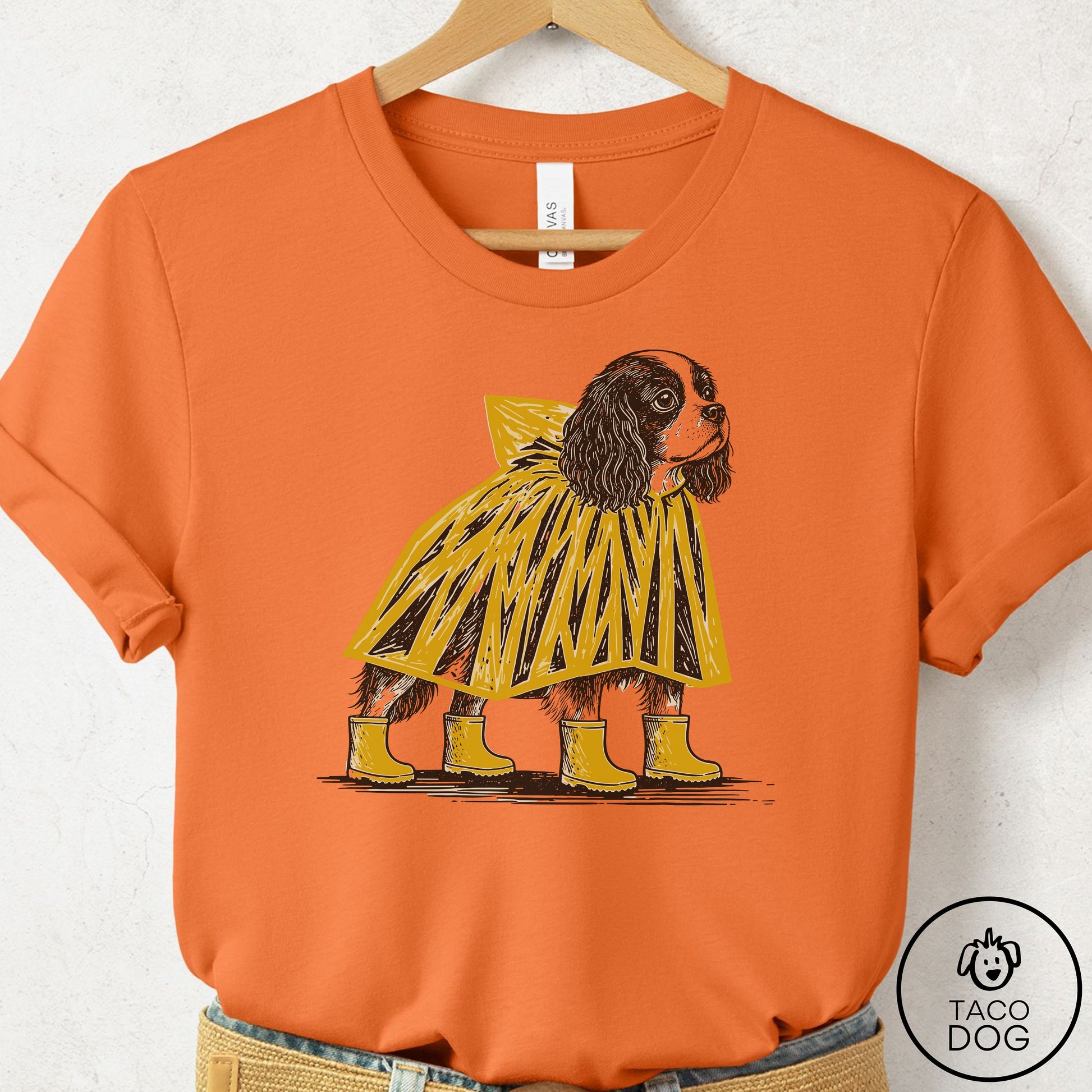 Cavalier King Charles Spaniel Poncho T-Shirt Burnt Orange Taco-Dog