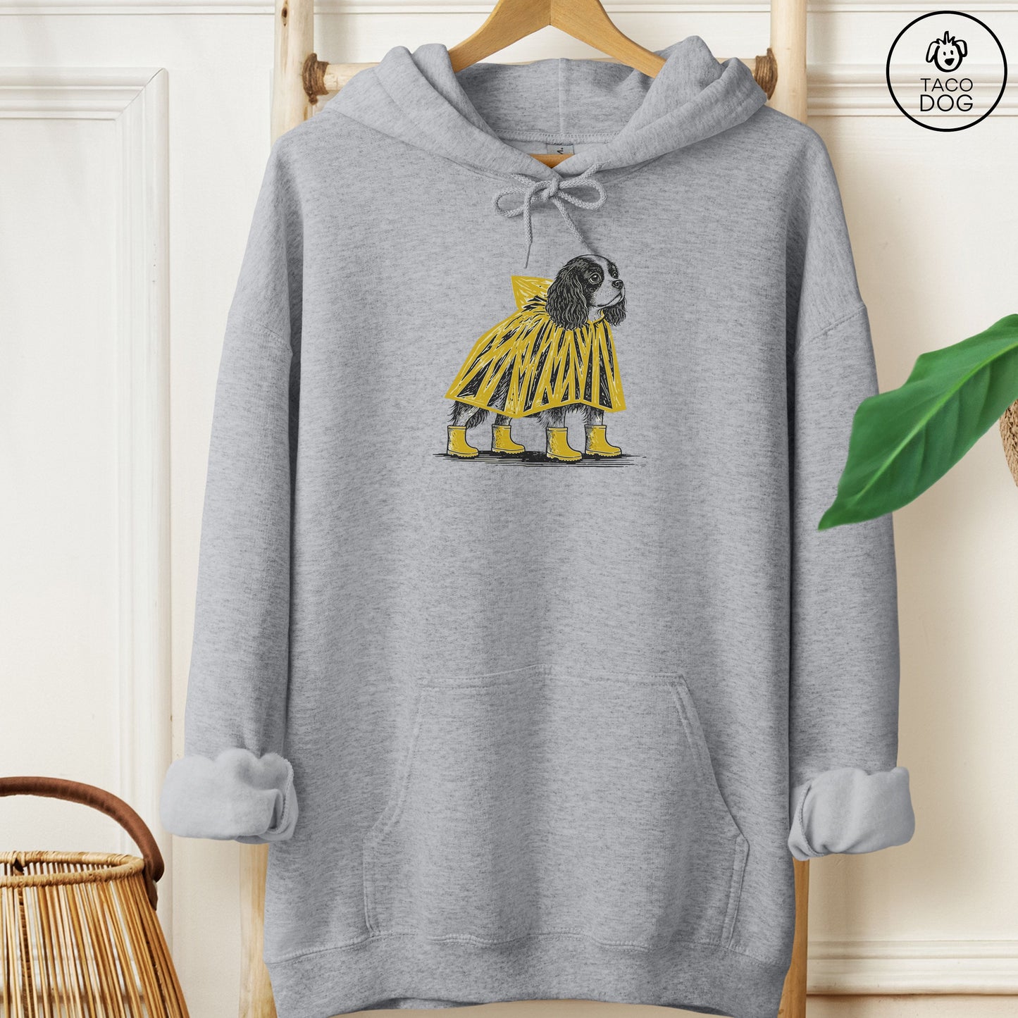Cavalier King Charles Spaniel Poncho Hoodie Graphite Heather Taco-Dog