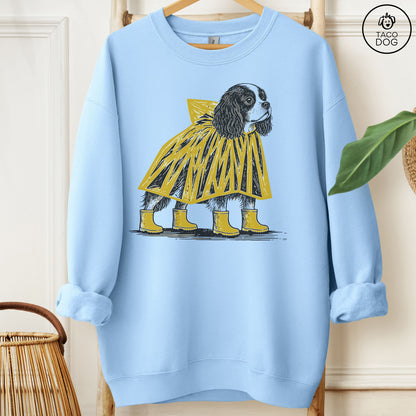 Cavalier King Charles Spaniel Poncho Sweatshirt Light Blue Taco-Dog
