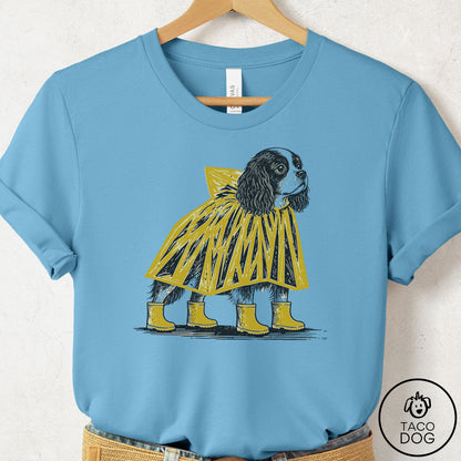 Cavalier King Charles Spaniel Poncho T-Shirt Ocean Blue Taco-Dog