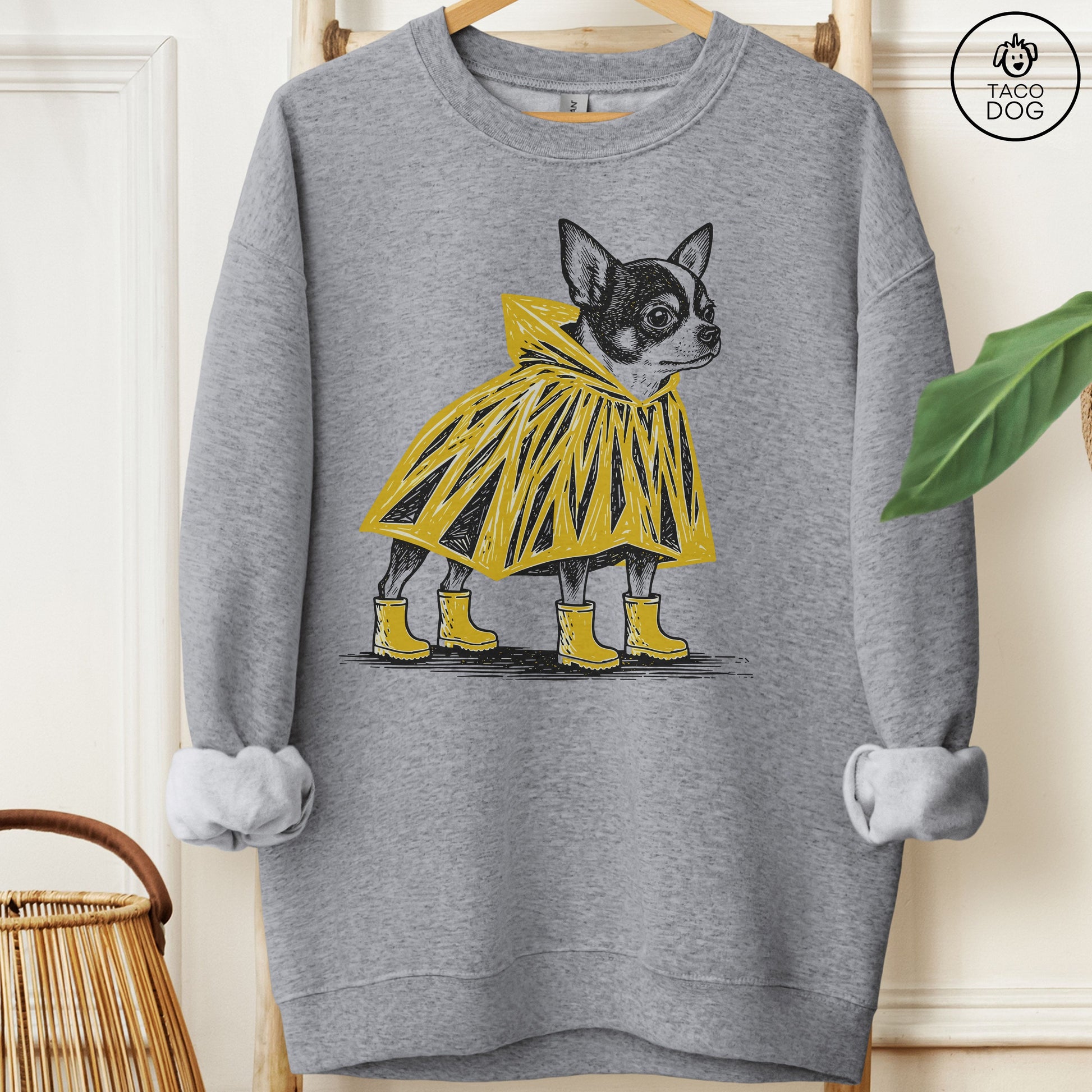 Chihuahua Poncho Sweatshirt Graphite Heather Taco-Dog