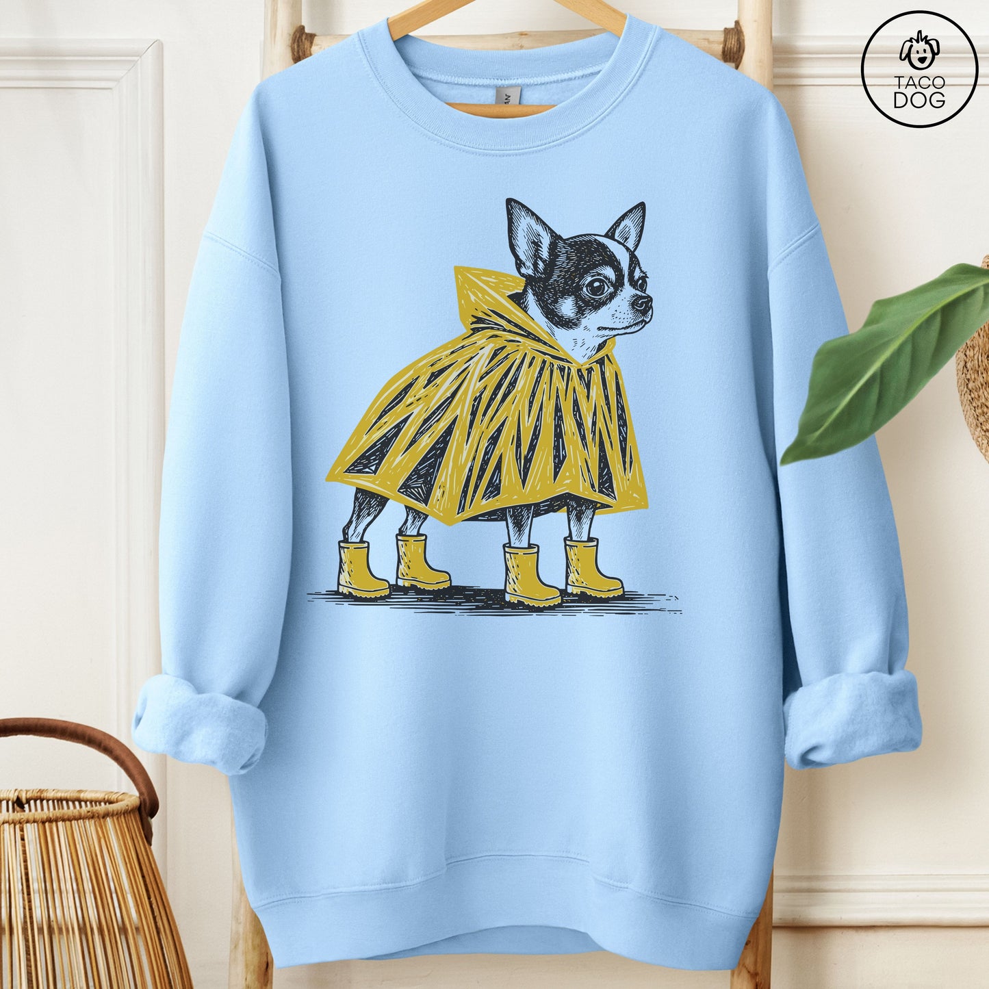 Chihuahua Poncho Sweatshirt Light Blue Taco-Dog