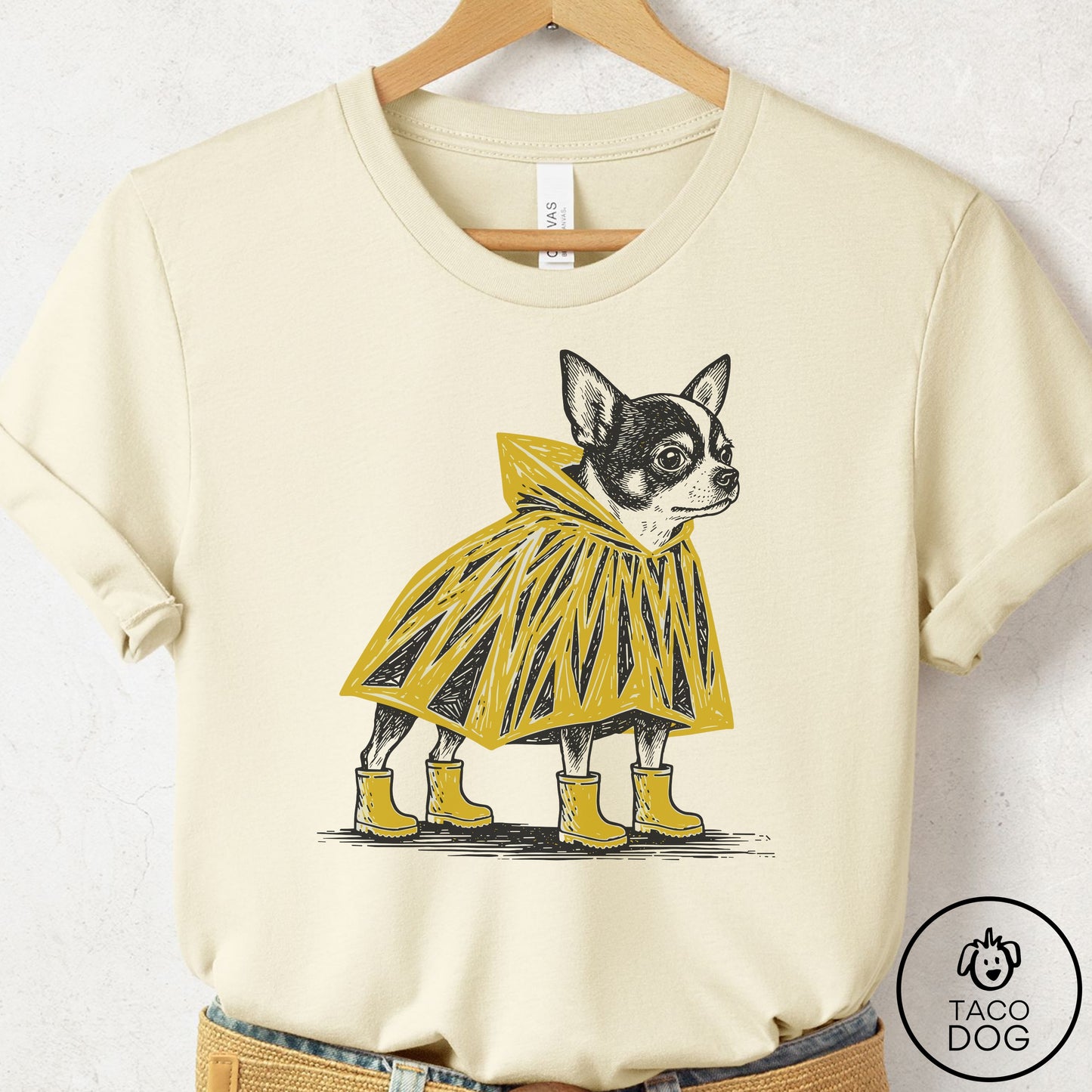 Chihuahua Poncho T-Shirt Natural Taco-Dog