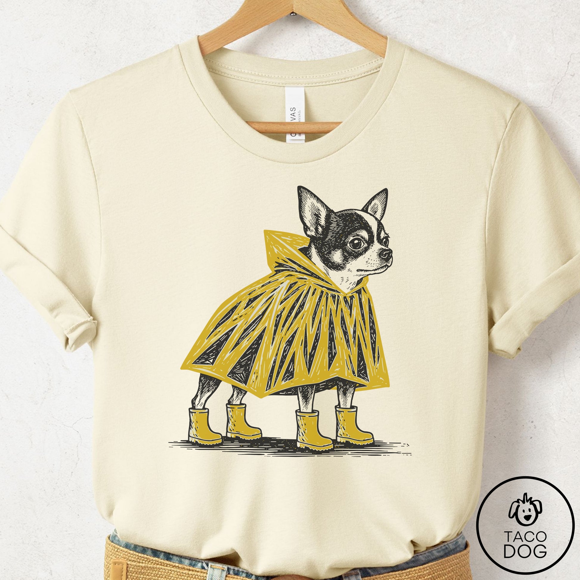 Chihuahua Poncho T-Shirt Natural Taco-Dog