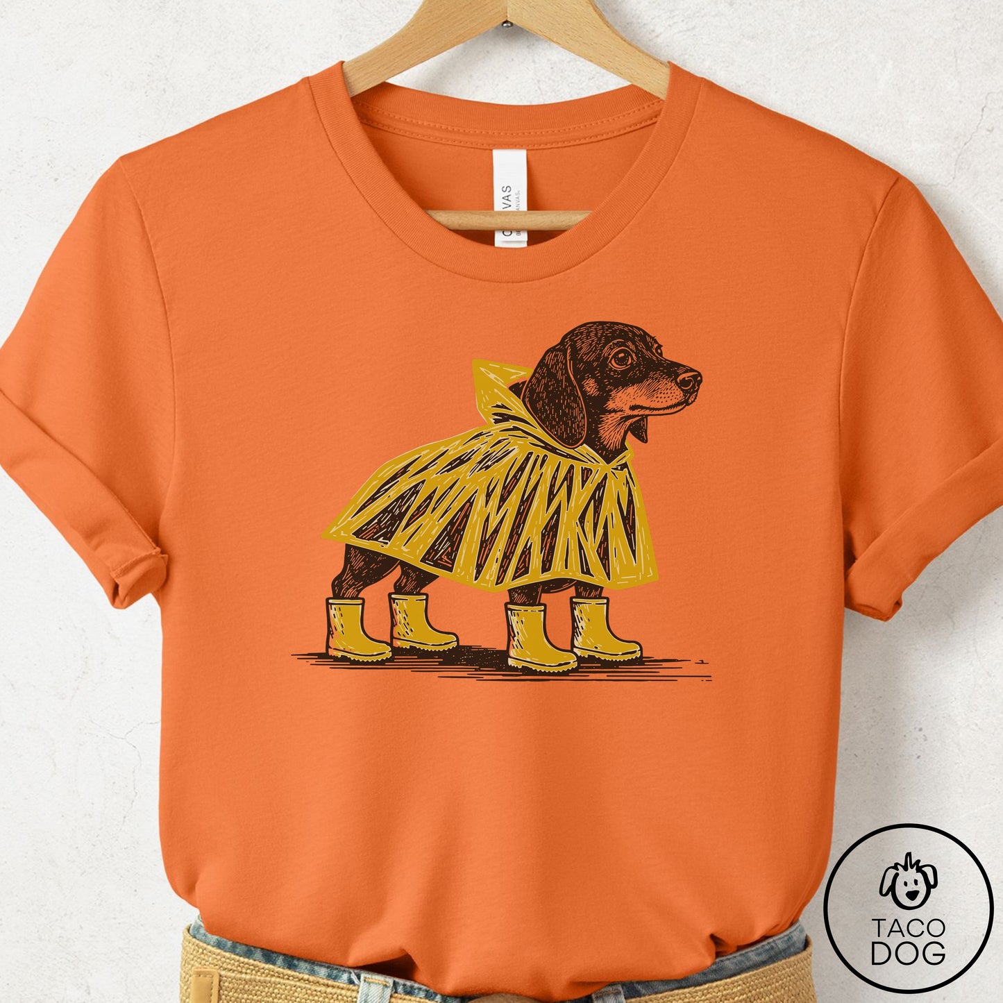 Dachshund Poncho T-Shirt Burnt Orange Taco-Dog