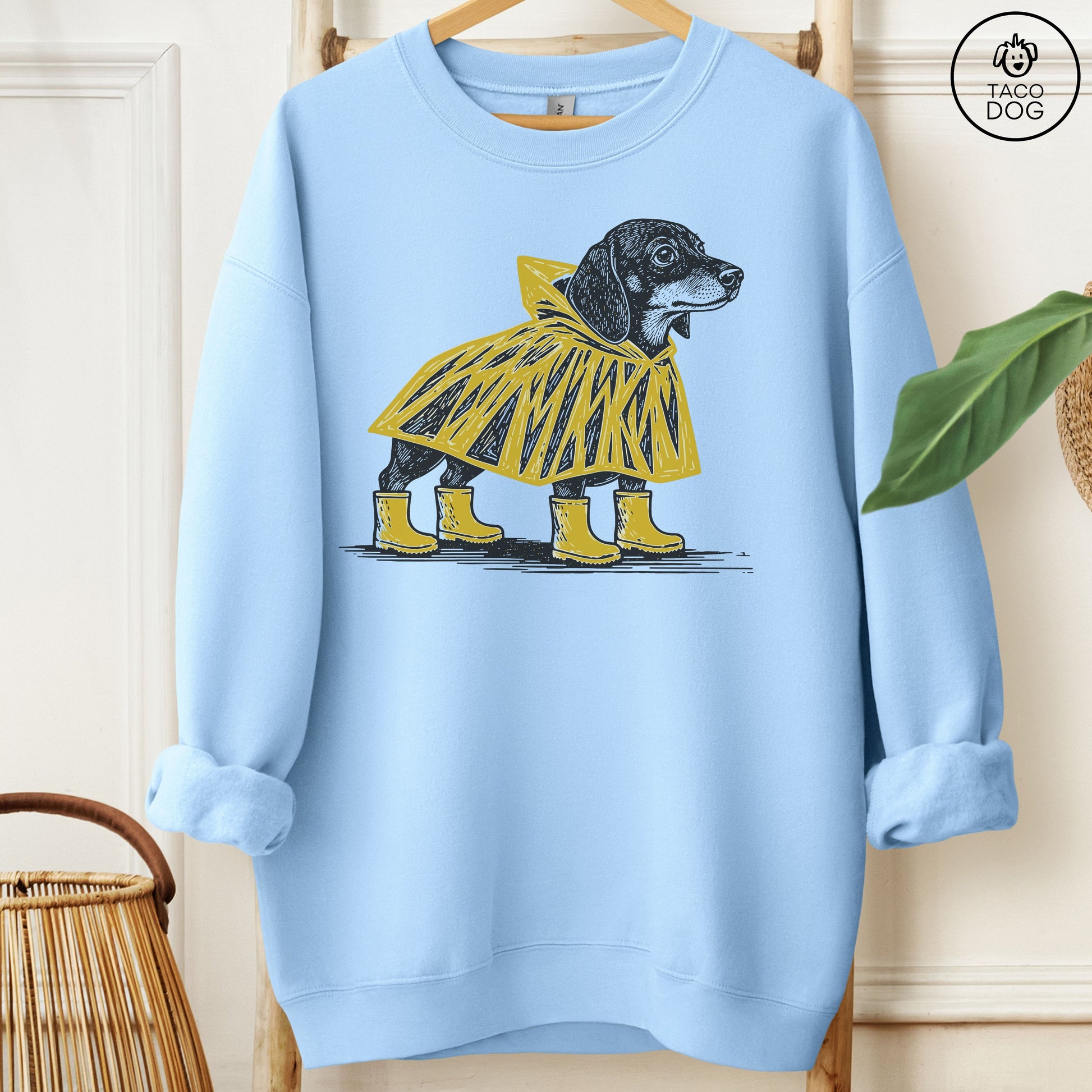 Dachshund Poncho Sweatshirt Light Blue Taco-Dog