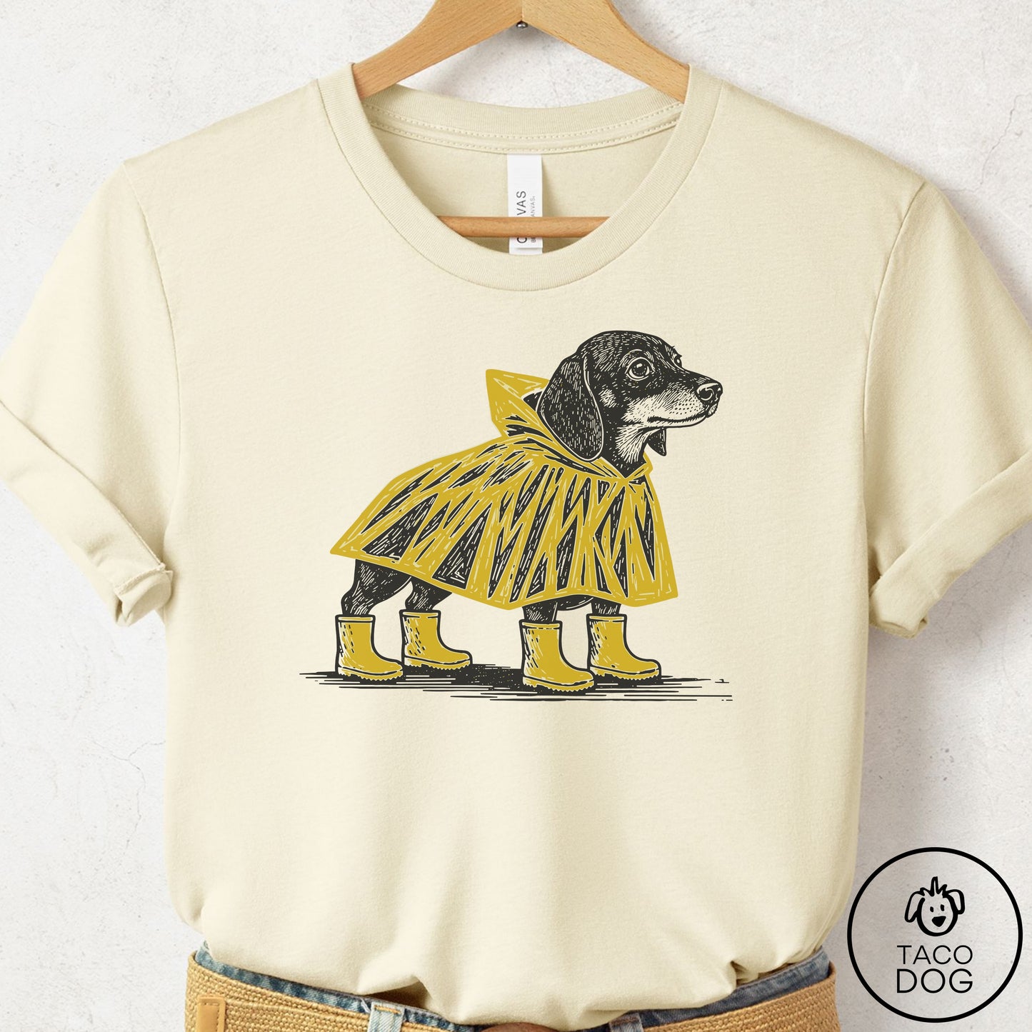 Dachshund Poncho T-Shirt Natural Taco-Dog