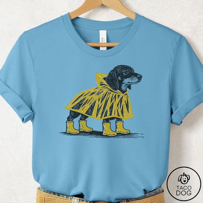 Dachshund Poncho T-Shirt Ocean Blue Taco-Dog