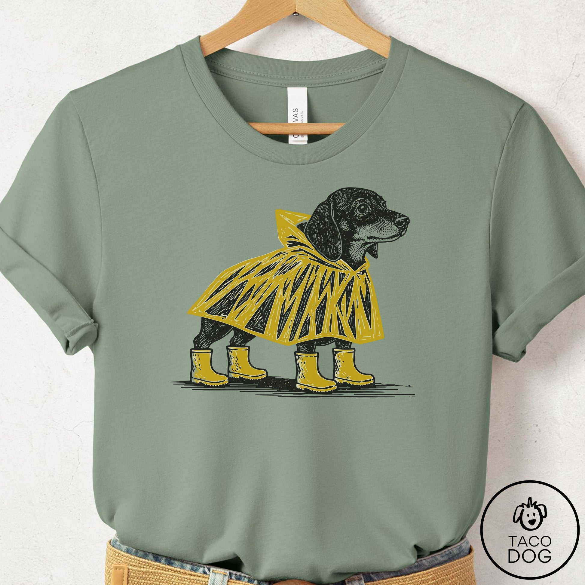 Dachshund Poncho T-Shirt Sage Taco-Dog