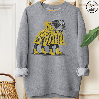 English Bulldog Poncho Sweatshirt Graphite Heather Taco-Dog