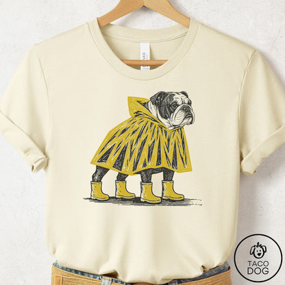 English Bulldog Poncho T-Shirt Natural Taco-Dog