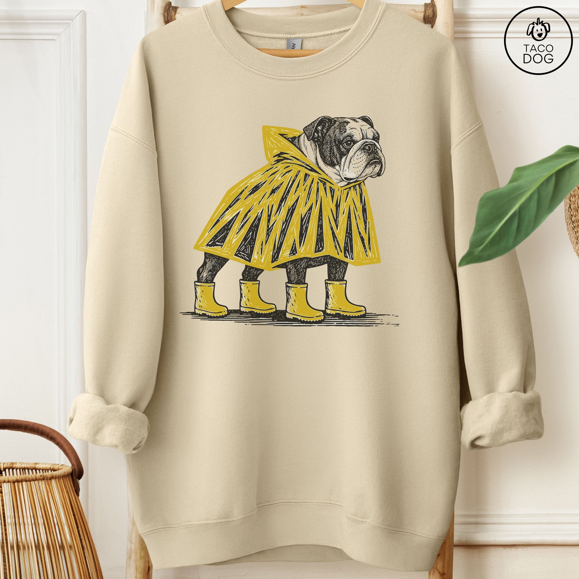 English Bulldog Poncho Sweatshirt Sand Taco-Dog
