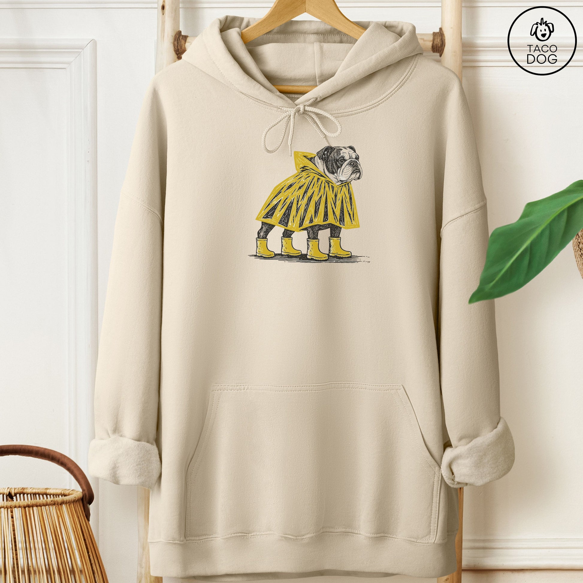 English Bulldog Poncho Hoodie Sand Taco-Dog