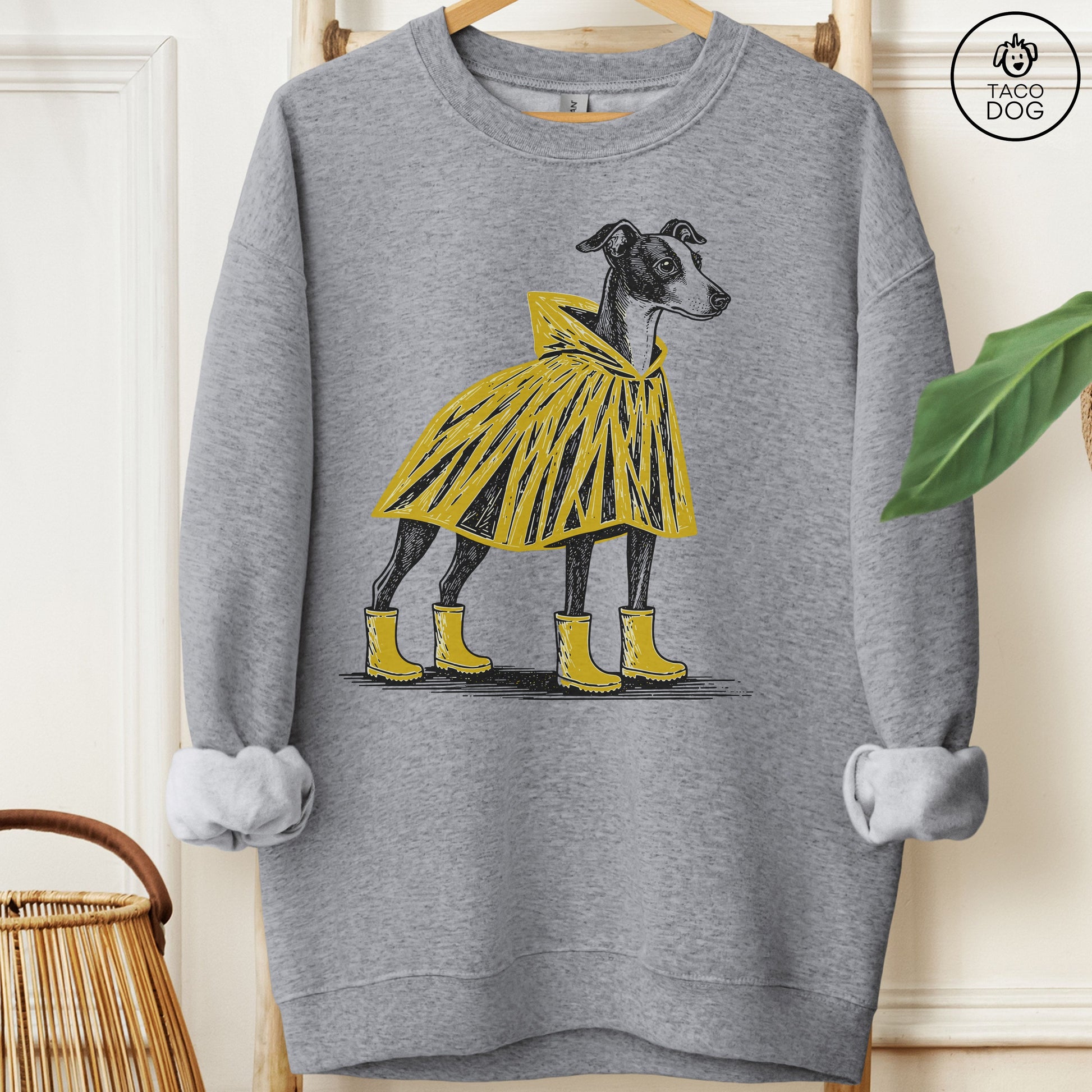Italian Greyhound Whippet Poncho Sweatshirt Graphite Heather Taco-Dog