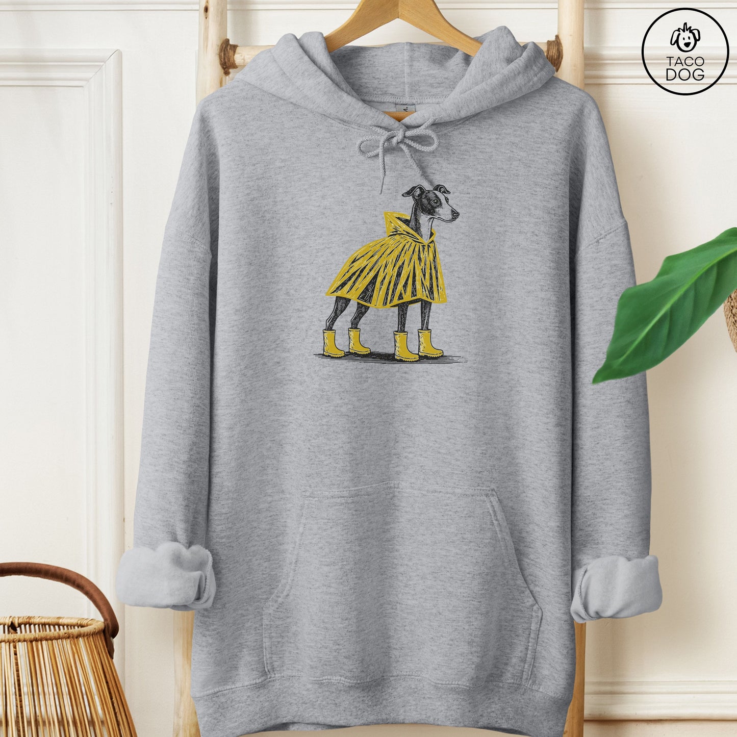 Italian Greyhound Whippet Poncho Hoodie Graphite Heather Taco-Dog