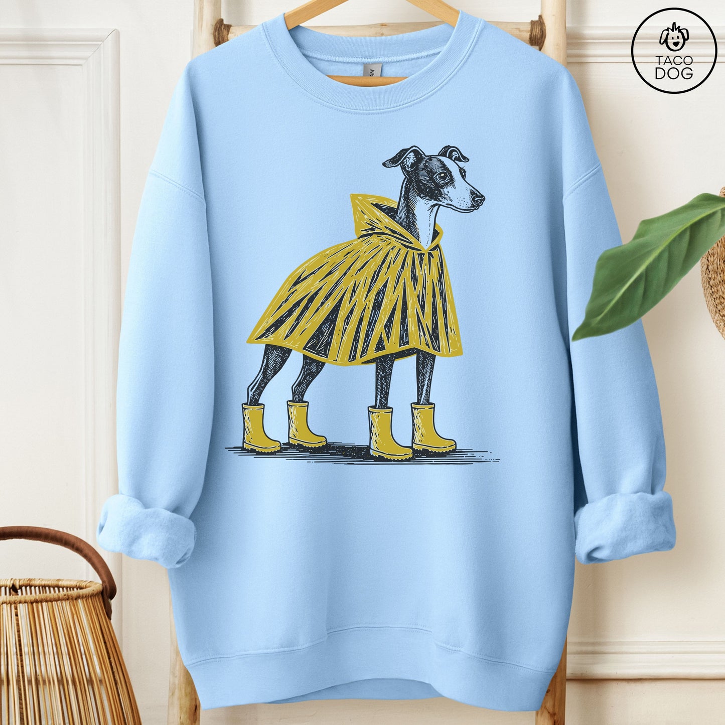 Italian Greyhound Whippet Poncho Sweatshirt Light Blue Taco-Dog