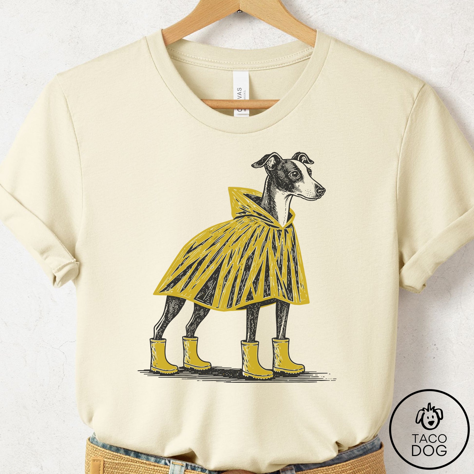 Italian Greyhound Whippet Poncho T-Shirt Natural Taco-Dog