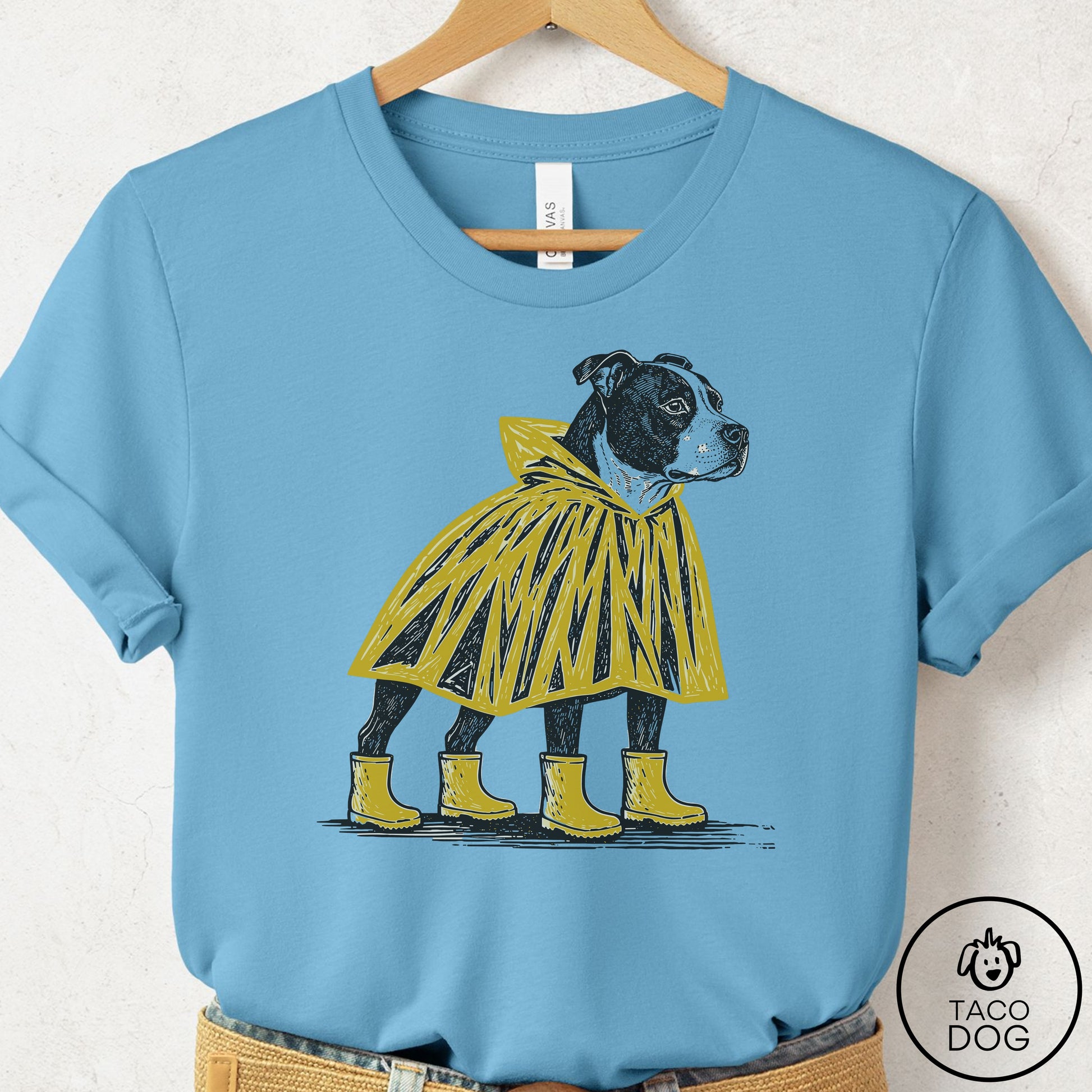 Pitbull Poncho T-Shirt Ocean Blue Taco-Dog