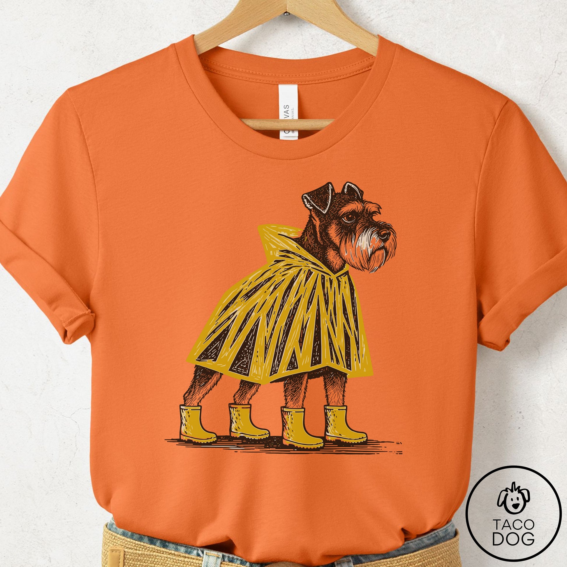 Schnauzer Poncho T-Shirt Burnt Orange Taco-Dog