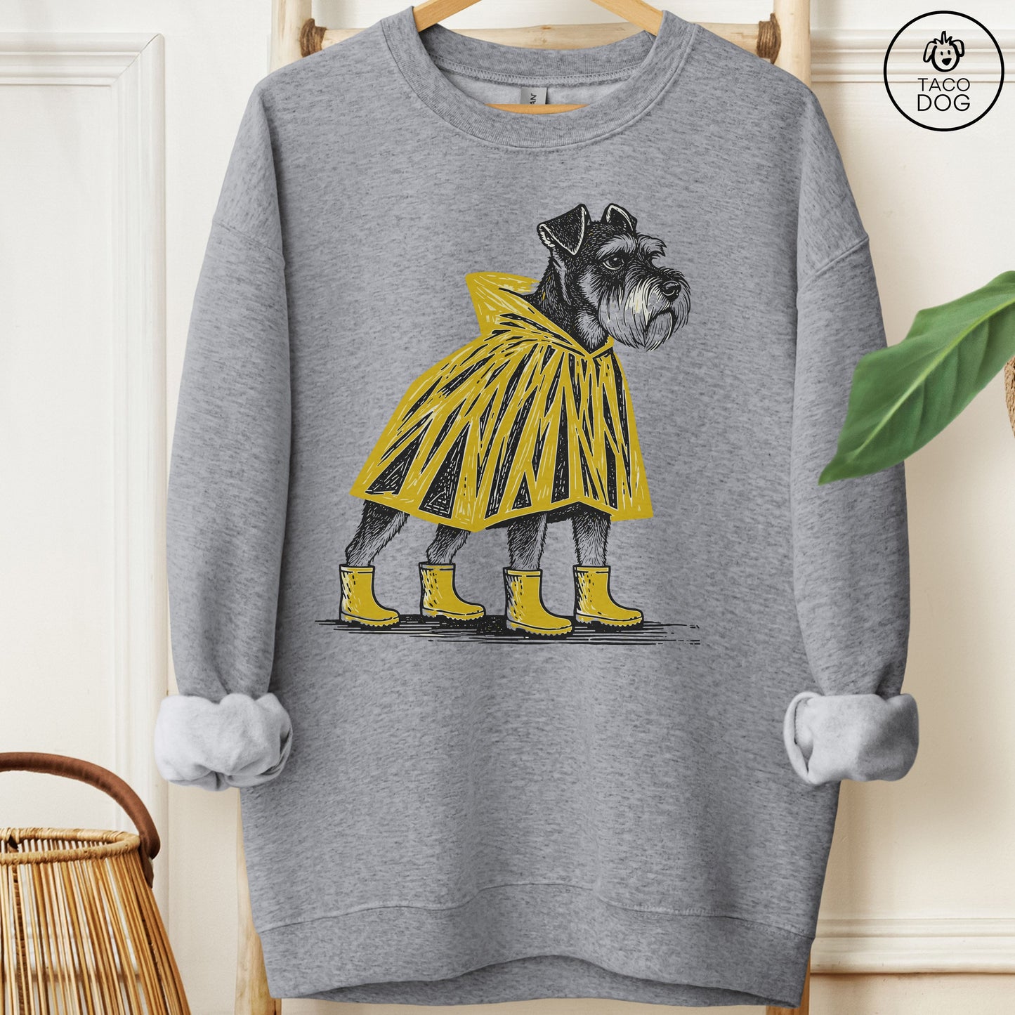 Schnauzer Poncho Sweatshirt Graphite Heather Taco-Dog