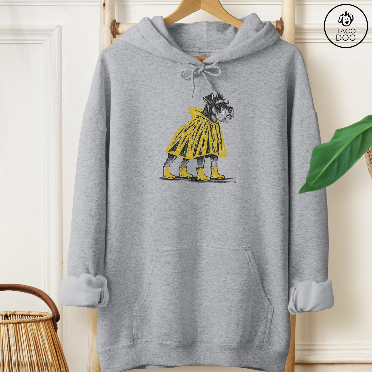 Schnauzer Poncho Hoodie Graphite Heather Taco-Dog