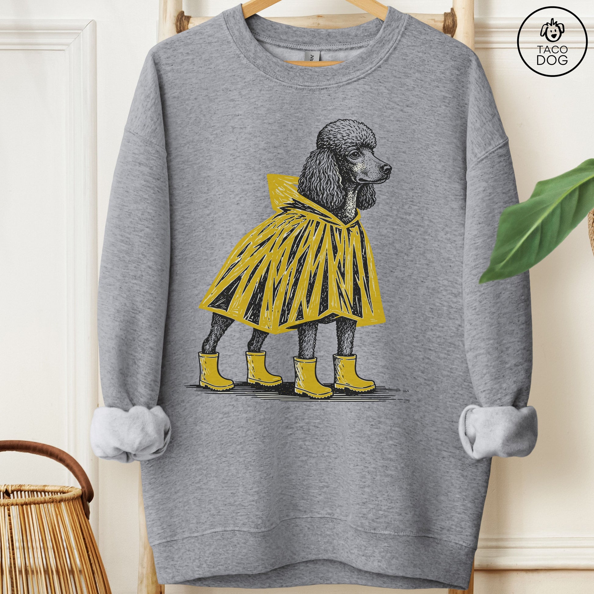 Poodle Poncho Sweatshirt Graphite Heather Taco-Dog
