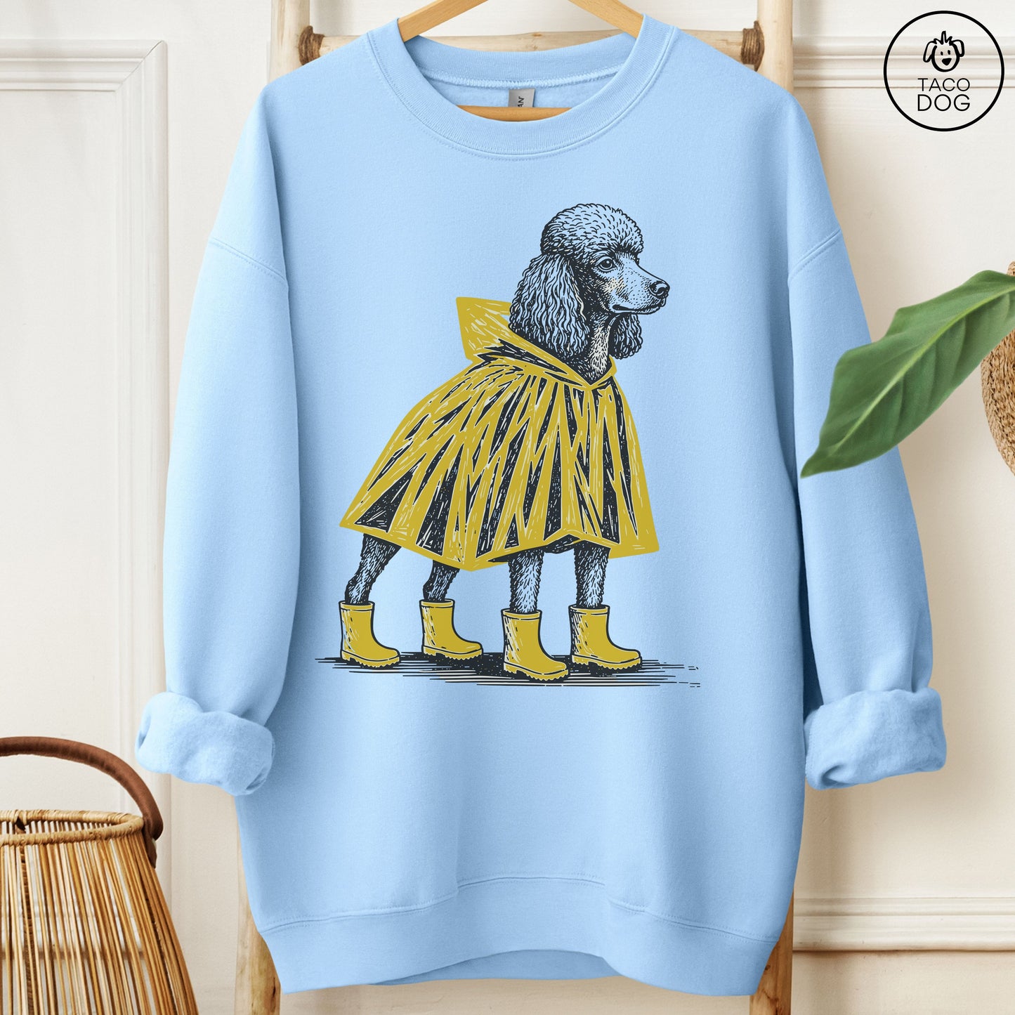 Poodle Poncho Sweatshirt Light Blue Taco-Dog