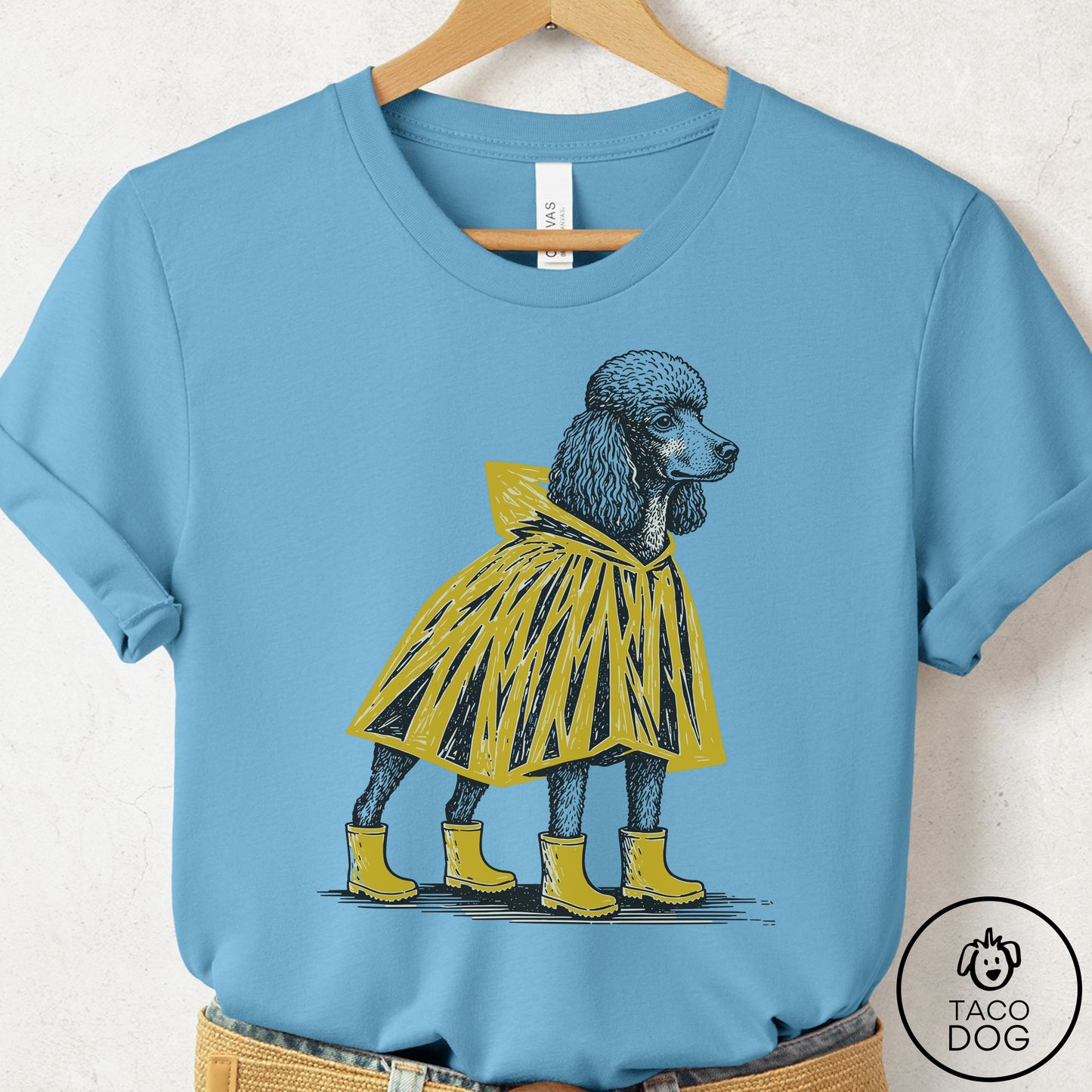 Poodle Poncho T-Shirt Ocean Blue Taco-Dog