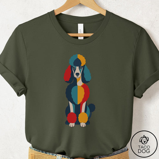 Poodle Color Block T-Shirt Military Green Taco-Dog