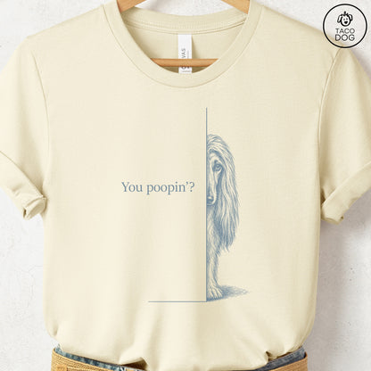 Afghan Hound Poopin T-Shirt Natural Taco-Dog