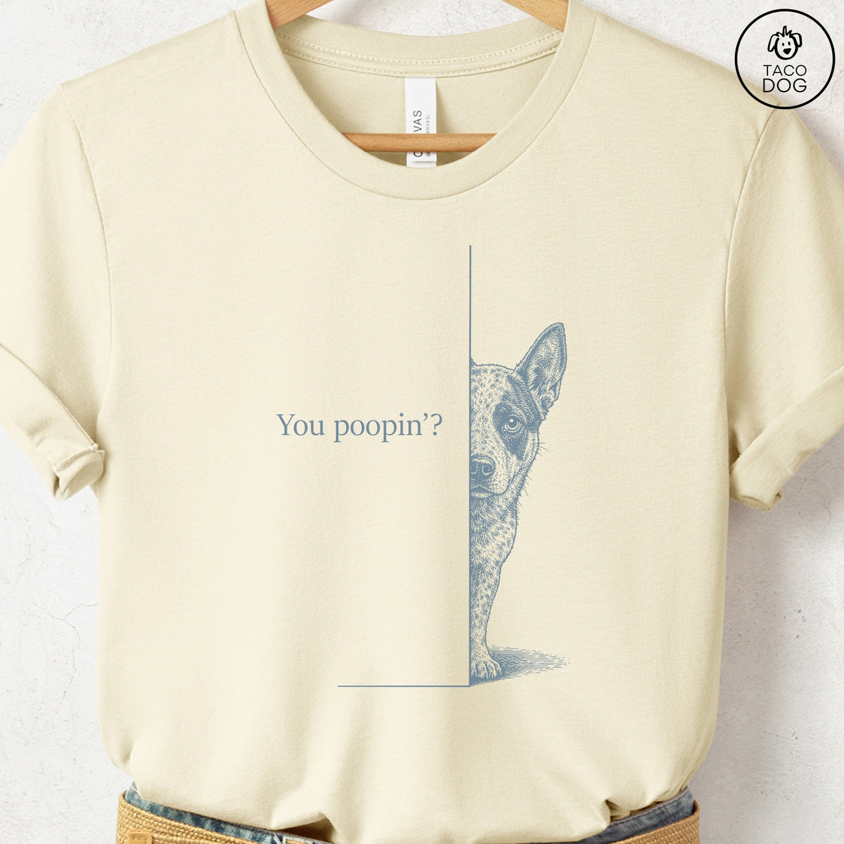 Australian Cattle Dog Poopin T-Shirt Natural Taco-Dog