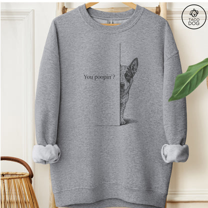 Australian Cattle Dog Poopin Sweatshirt Graphite Heather Taco-Dog