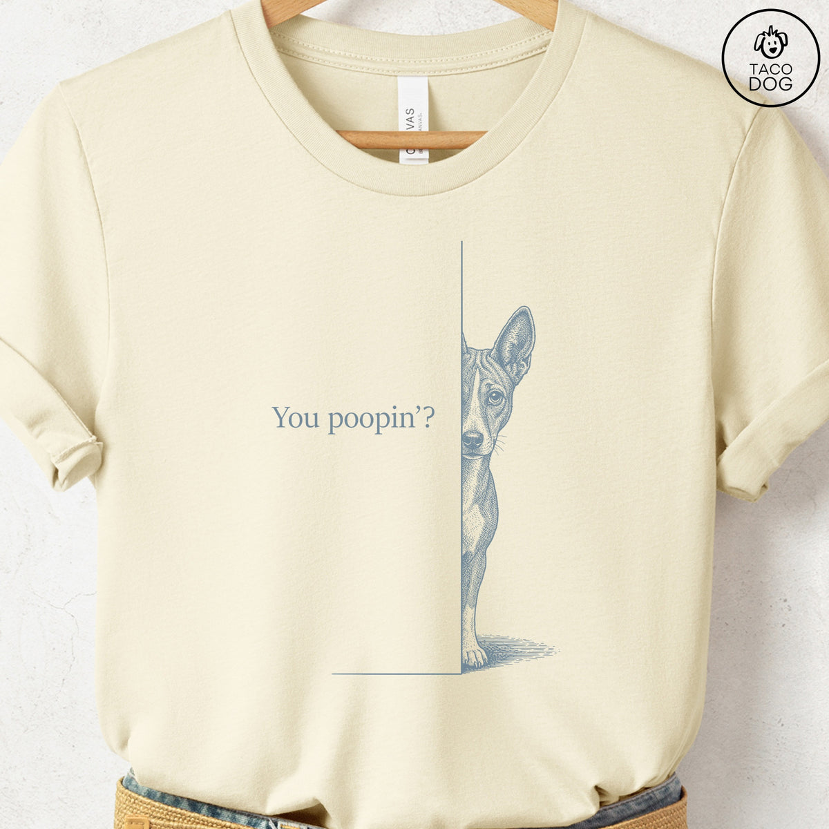 Basenji Poopin T-Shirt Natural Taco-Dog