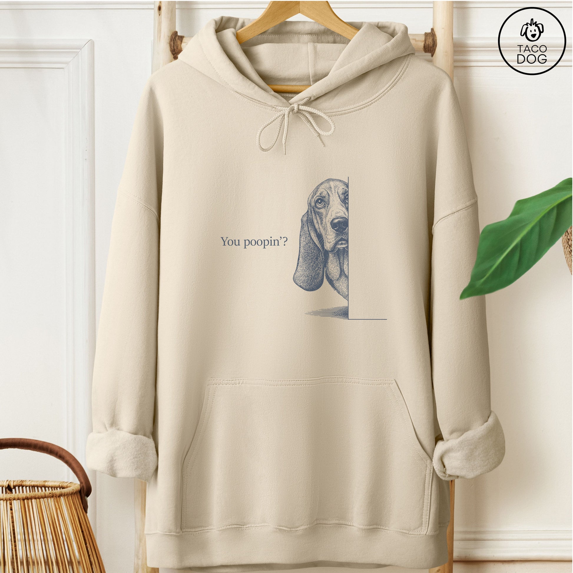 Basset Hound Poopin Hoodie Sand Taco-Dog