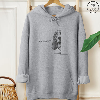 Basset Hound Poopin Hoodie Graphite Heather Taco-Dog