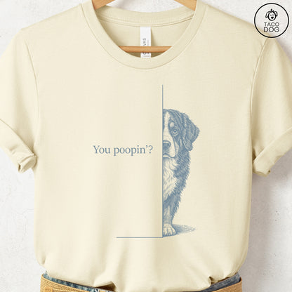 Bernese Mountain Dog Poopin T-Shirt Natural Taco-Dog