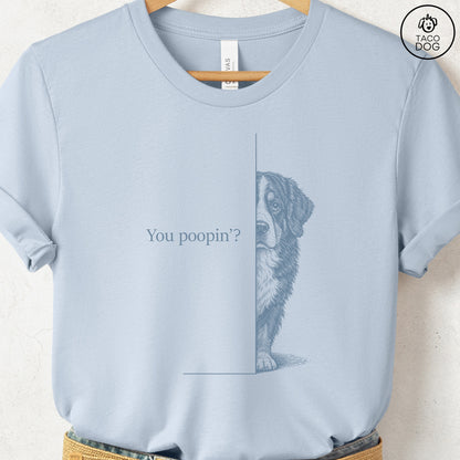 Bernese Mountain Dog Poopin T-Shirt Light Blue Taco-Dog