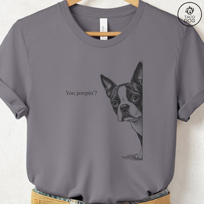 Boston Terrier Poopin T-Shirt Storm Taco-Dog
