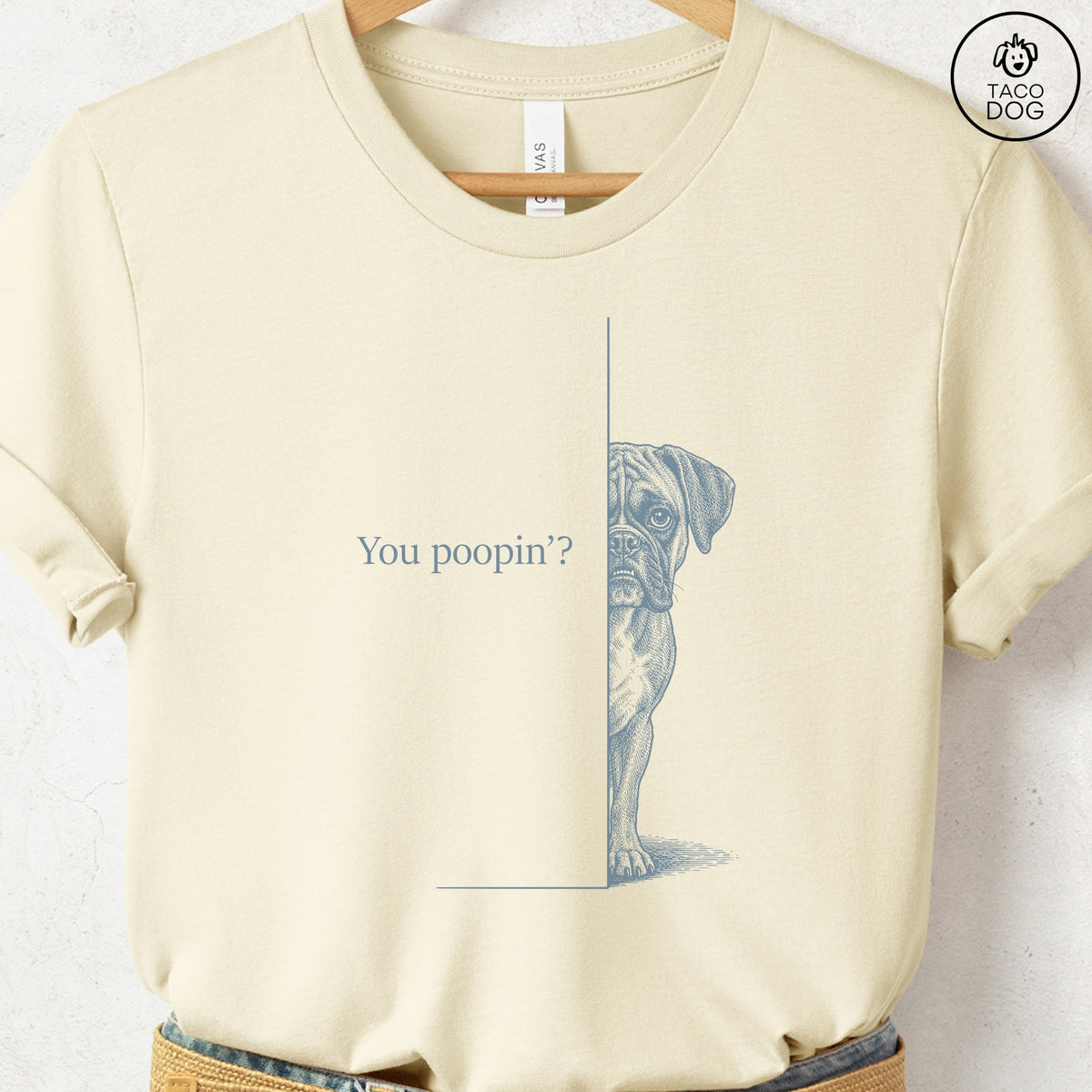 Boxer Poopin T-Shirt Natural Taco-Dog