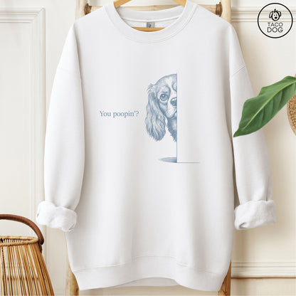 Cavalier King Charles Spaniel Poopin Sweatshirt White Taco-Dog