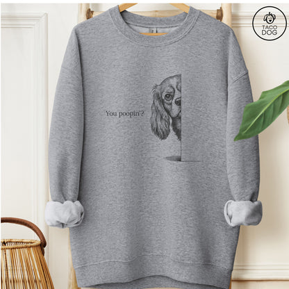Cavalier King Charles Spaniel Poopin Sweatshirt Graphite Heather Taco-Dog
